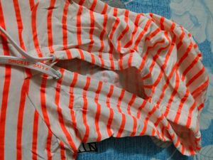 Striped Short Sleeve Hoodie