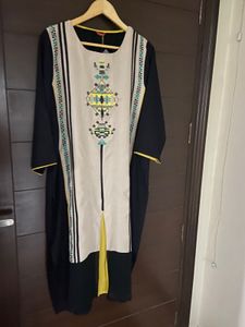 W Women’s Black &amp; Beige Kurta (18)xxxl