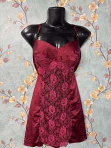 Burgundy Lace Slip Dress