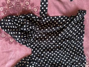 Polka Dot Tie-strap Crop Top with scarf