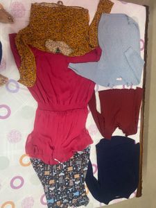 A Combo Of 6 Pieces Tops & Fusion Dress