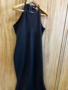 Black Halter Mesh Neck Dress