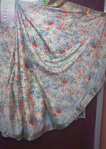 Satin Silk Saree With Border And Stone Work