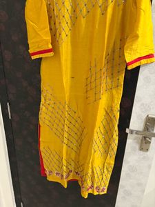 Embroidered Yellow Kurti