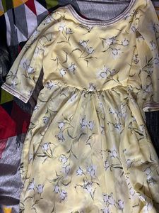 Yellow Floral Print Kurta Set