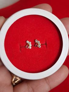 Elegant Gold & Stone Stud Earrings