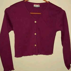 Purple Crop Top With Ruffle Full Shelves