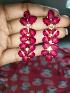Red Jewel Drop Earrings