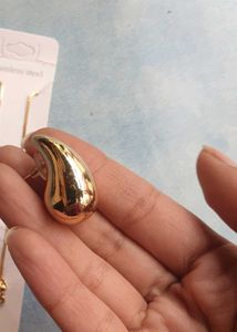 Gold Teardrop Earrings And Ring