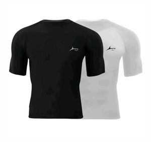 Men's compression t-shirt half sleeves white and b
