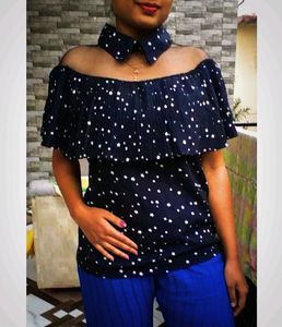 Women's Printed Star Black Top