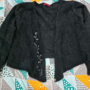 Elegant Black Cardigan over Top