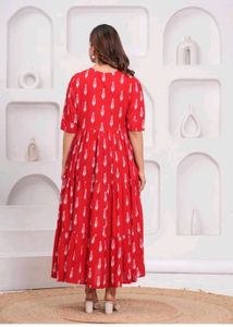 Red Printed Casual Dress