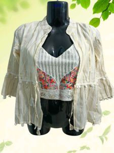 Two Piece Top White ( Overcoat + Camisole)