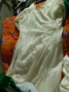 Elegant White &amp; Green Embellished Dress