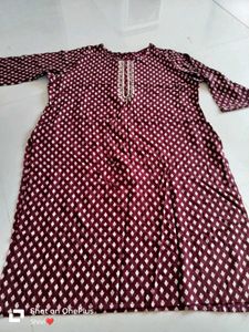Maroon Printed Kurta