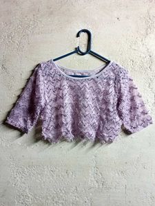 See-through Fashion Lace Crop Top Sheer