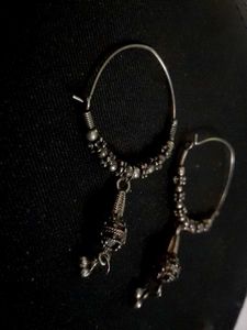 Oxidized Silver Jhumka Earrings