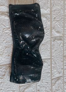 Sequin Padded Black Bustier Bralette Top