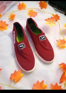 Puma Burgundy Slip-On Sneakers