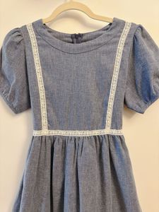 KOREAN STYLE Cute Blue Dress with Lace Detail