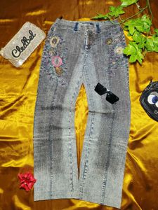 Embroidered Denim Jeans