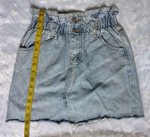 Denim Paperbag Mini Skirt