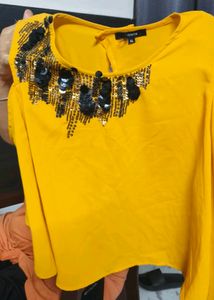 Chic Yellow Embellished Top