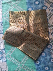 Golden And Green Colour Blouse Material