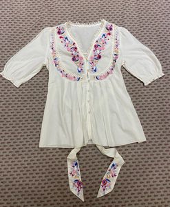 Bohemian Embroidered White Top