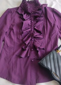 Purple Ruffle Blouse