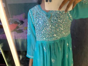 Aqua Embroidered Tunic