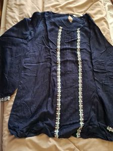 Embroidered Navy Blue Top
