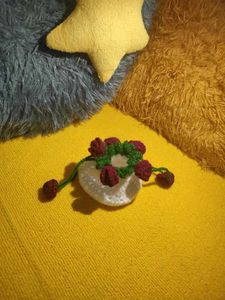 Viral Crochet Rose potli Pouch/earpodes pouch