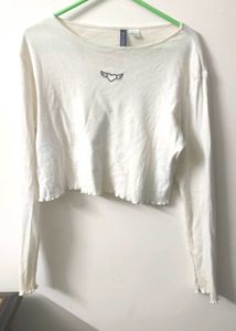 Cute White Long Sleeve Top