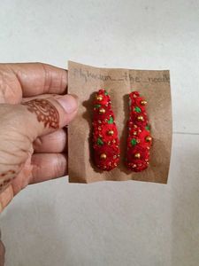 Handmade Floral Embroidered Hair Clips