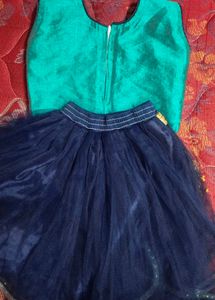 Cute Blue &amp; Gold Lehenga Choli