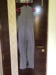 White Black Check Jumpsuit