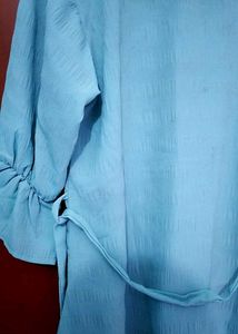 Vintage Blue Pleated Blouse