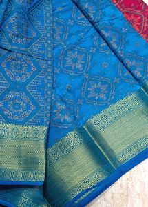 Pink &amp; Blue Silk Saree