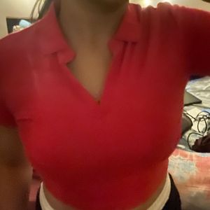 Outryt Red Polo Crop Top - XS