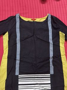 Stylish Black &amp; Yellow Kurta
