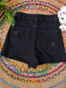 Denim Shorts | Black | Waist Size : 24-26