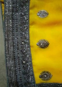 Yellow Embellished Saree Combo Saya