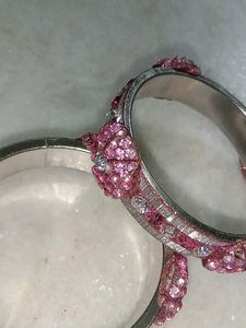 Pink Rhinestone Bangle Bracelet Set