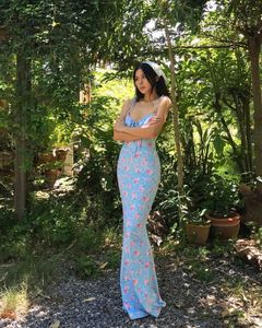 Women&#39;s Floral Print Spaghetti Strap Maxi Dress