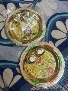 Small Pooja Plate (Set Of 2)