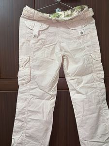 adjustable white cargo jeans