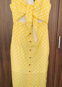 Sexy Polka Dot Back Tie Bodycon Dress