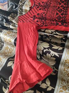 Ethnic Gown With Vibrant Red And Black Colour